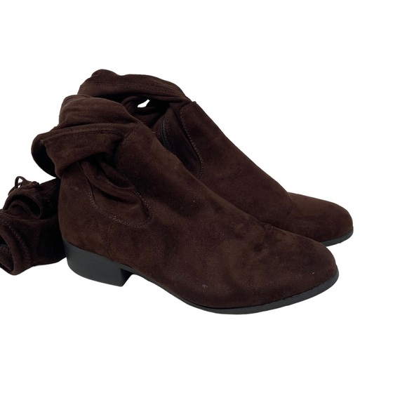 Forever 21 Over the Knee Brown Faux Suede Leather Boots. - Picture 11 of 13